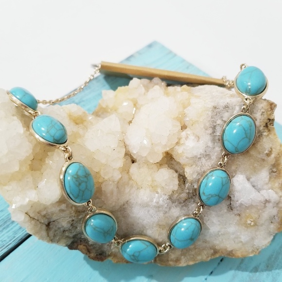 Monet Jewelry - Monet Necklace Faux Turquoise and Gold